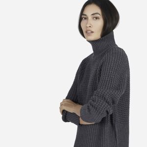 Everlane Gray Waffle Knit Turtleneck Sweater